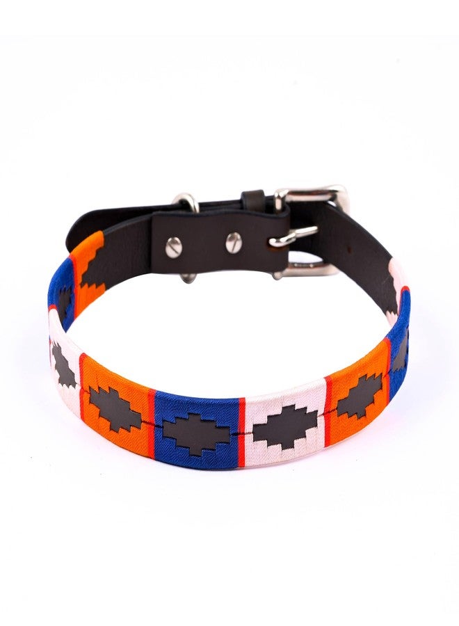 ADIL'S Adil’S Polo Dog Collar, 1 Inch Width Handcrafted by Artisans | Leather Dog Collar with Strong Metal Buckle & D-Ring for Small, Medium & Large Dogs, Size: 12” to 26”, Multicolor (Brown & White, M) - Image 1